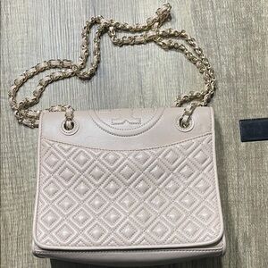Tory Burch Quilted Nude Shoulder Bag